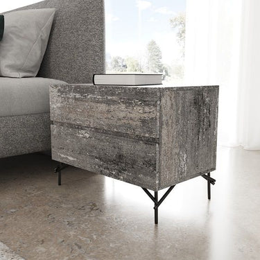 Nova Domus Aria Italian Multi Grey Bed & Two Nightstands