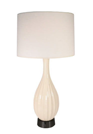 Modern Lantern Ava Ivory Ceramic Cordless Table Lamp on black mini base