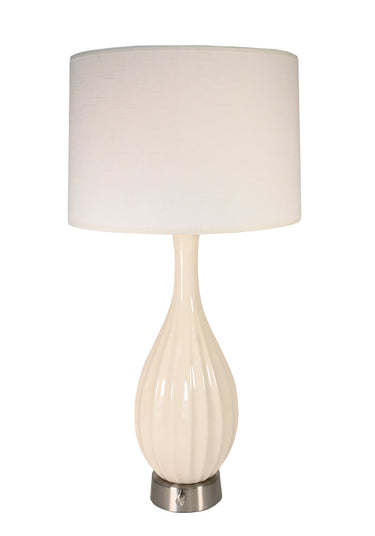 Modern Lantern Ava Ivory Ceramic Cordless Lamp with Nickel Mini Base