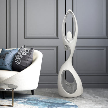 Finesse Decor Tall Doll Floor Sculpture White and Chrome