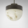 Lucid pendant with bronze band and honed alabaster dome