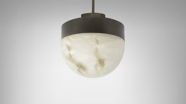 Lucid pendant with bronze band and honed alabaster dome