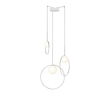 Bola Halo Multi-Light by Pablo – cluster of mirrored-ring pendants
