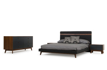 Nova Domus Dali Grey Fabric & Walnut Bed