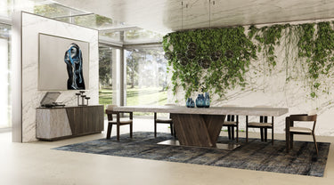 Nova Domus Cairo Italian Faux Marble & Pecan Elm Extendable Dining Table
