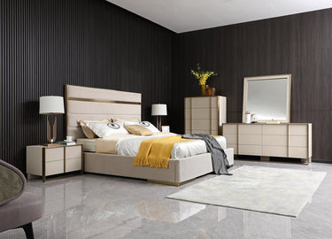 Nova Domus Cartier Beige Shagreen & Brushed Brass Dresser