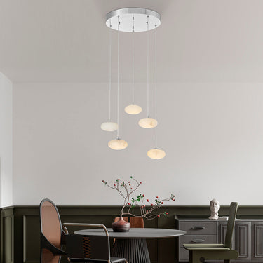 Finesse Decor Spanish Alabaster Round Chandelier Chrome