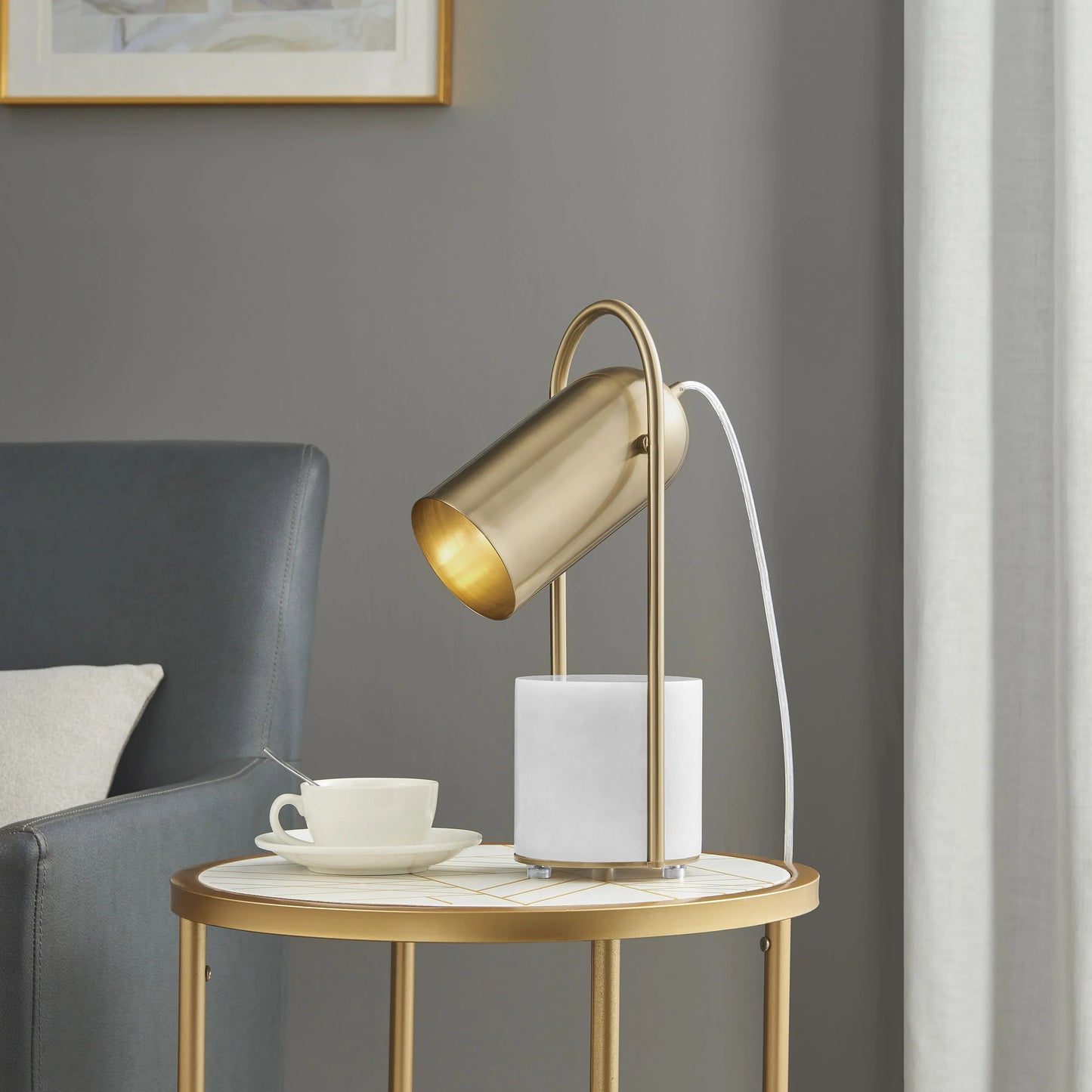 Finesse Decor Chrysalism LED Table Lamp in Gold and Marble 2