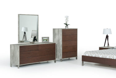 Nova Domus Conner Dark Walnut & Faux Concrete Dresser