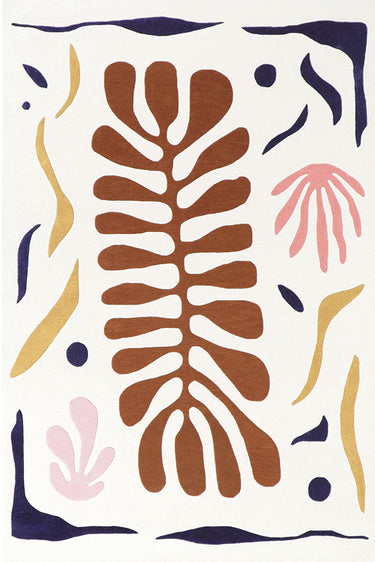 Coral wool rug in Ocre, full view