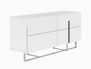 Voco Modern White Bedroom Dresser with 4 spacious drawers for organized storage.