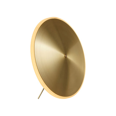 Chrona brass table lamp, 10 in round, studio view