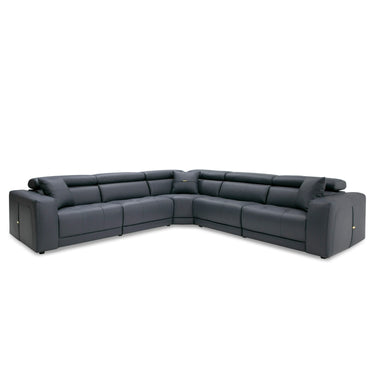 Lamod Italia Dalton Italian Grey Leather Sectional 2 Recliners