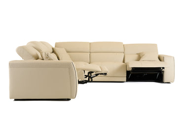 Lamod Italia Dalton Italian Cream Leather Sectional Recliners