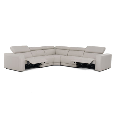 Lamod Italia Dalton Italian Light Grey Leather Sectional Recliners