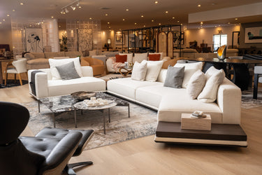 Lamod Siret Ivory Fabric Modular Sectional with Coffee Table