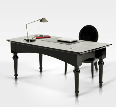 AX Ambassador Black Crocodile Lacquer Office Desk