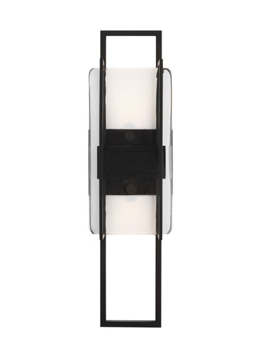 Visual Comfort Modern Duelle 18in black wall sconce, ADA compliant, integrated LED dimmable.