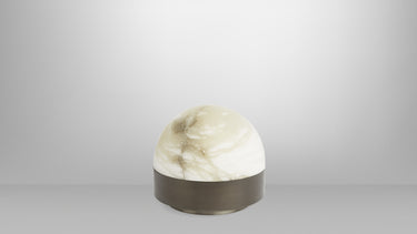 Lucid 200 table lamp with bronze base and honed alabaster dome