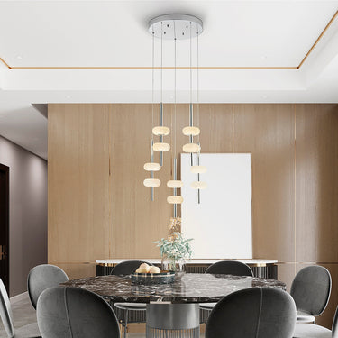 Finesse Decor Spanish Alabaster Round Chandelier Chrome