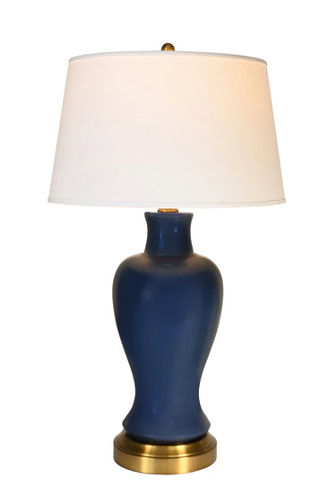 Elijah Midnight Blue on Antique Brass cordless rechargeable table lamp