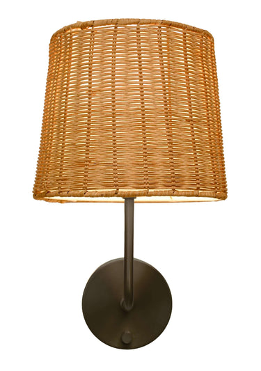 Emily rechargeable lamp, Black with Rattan Shade