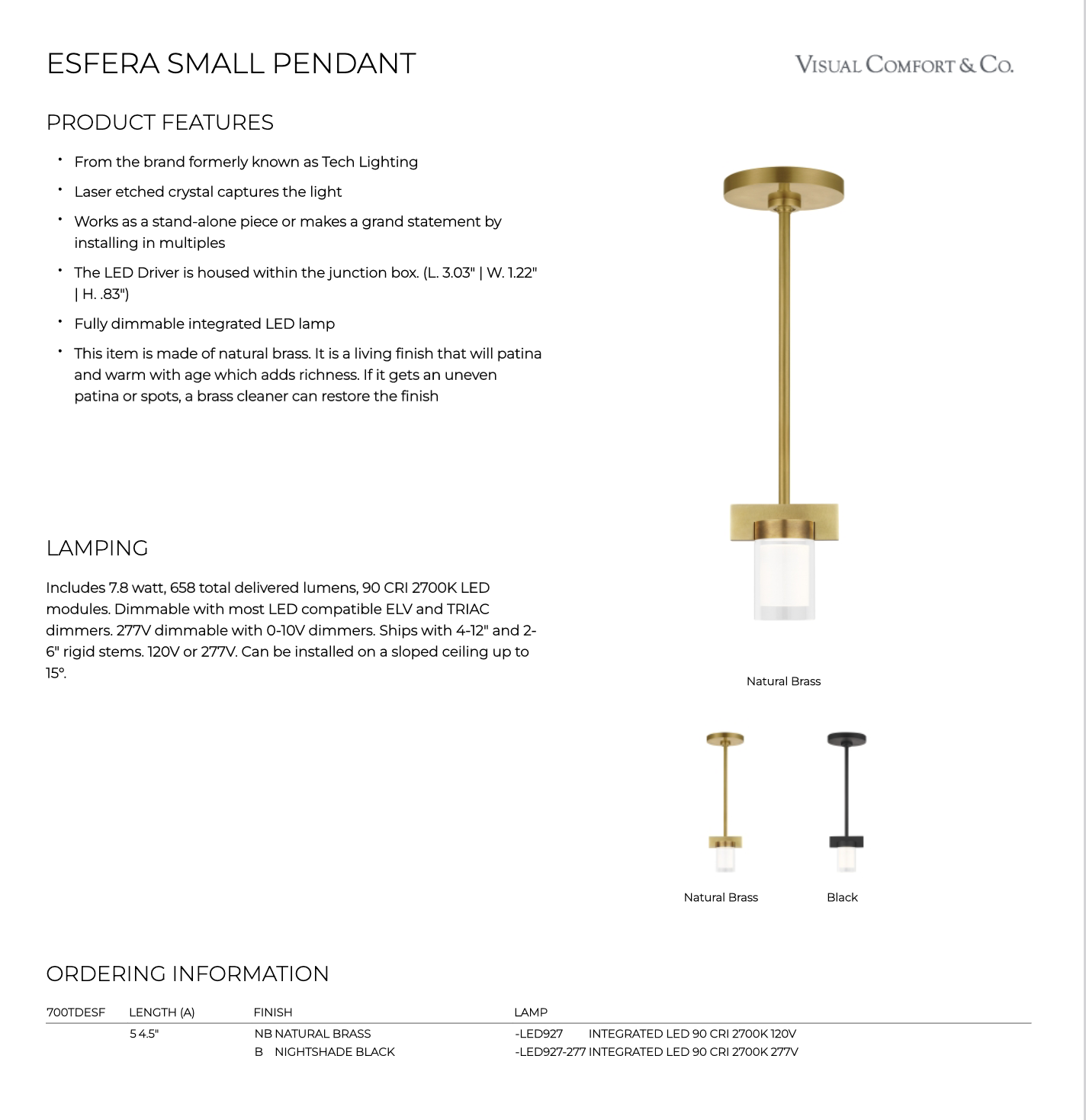 Tech Lighting Esfera Small Pendant Light