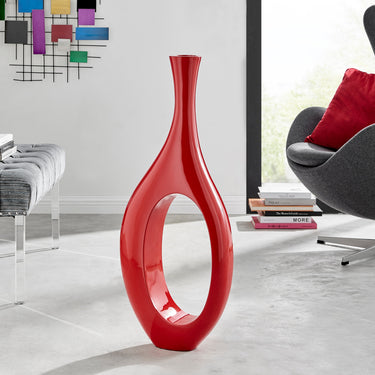 Finesse Decor Trombone Red Set of Two Vases