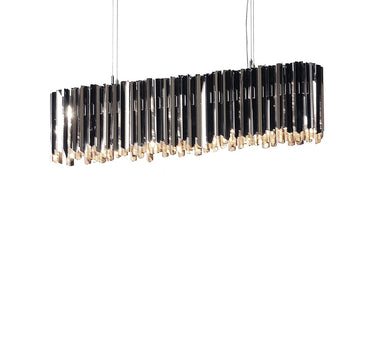Linear chandelier, Polished Stainless Steel finish | Facet Lozenge by Innermost