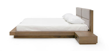 Nova Domus Fantasia Walnut & Grey Bed with Two Nightstands