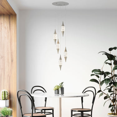 Finesse Decor Shinny Teardrops Round Chandelier Matte Nickel