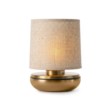 Humble Firefly V2 Rechargeable Lamp – Gold with Beige Linen Shade