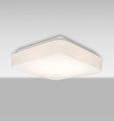 Primo 11 square opal ceiling light, glowing from below | Besa Lighting