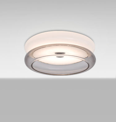 Topper 8 with Opal Glossy/Smoke rings, glowing | Besa Lighting