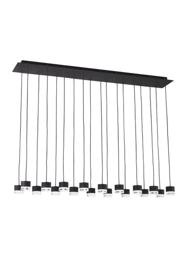 Elegant rectangular LED chandelier in nightshade black for upscale kitchens, dining areas, or hotel lobbies