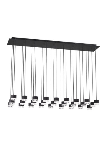 Modern Linear 27-Light LED Chandelier in Nightshade Black – Gable by Visual Comfort