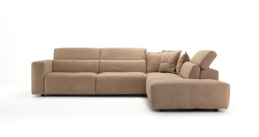 Lamod Italia Grande Italian Desert Leather Right Facing Chaise Sectional Sofa