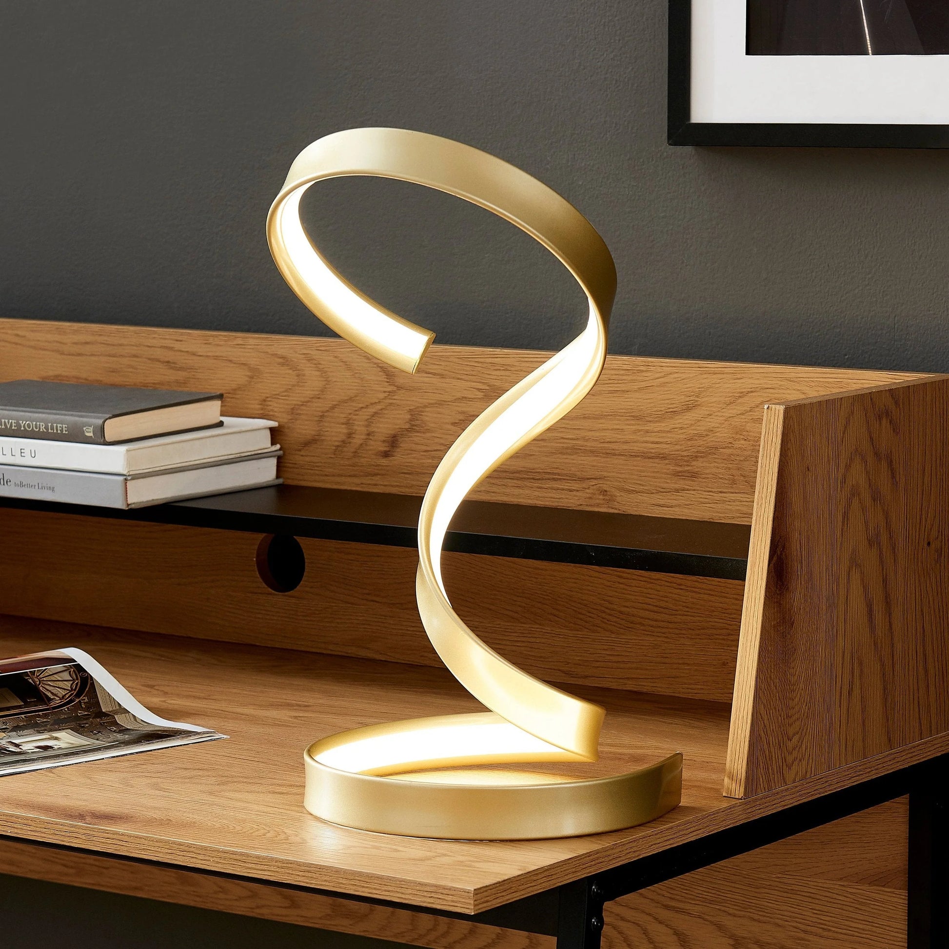 Finesse Decor Hamburg Gold Table Lamp in LED Strip - Dimmable 2