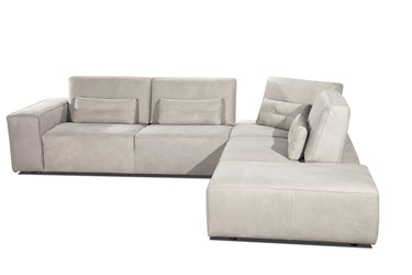 Lamod Italia Hollywood Italian Light Grey Leather RAF Chaise Sectional Sofa