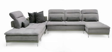 David Ferrari Horizon Grey Fabric Grey Leather U Shaped Sectional Sofa