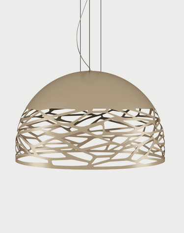 Lodes Kelly Dome laser-cut pendant light in Champagne finish with white glass diffuser
