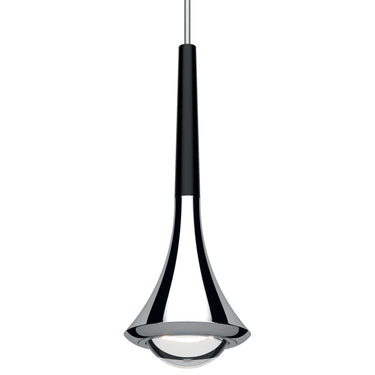 Modern Lodes Rain Chrome and Matte Black pendant light with focused LED downlighting