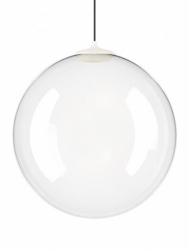 Lodes Random Solo clear blown glass suspension light handcrafted in Italy