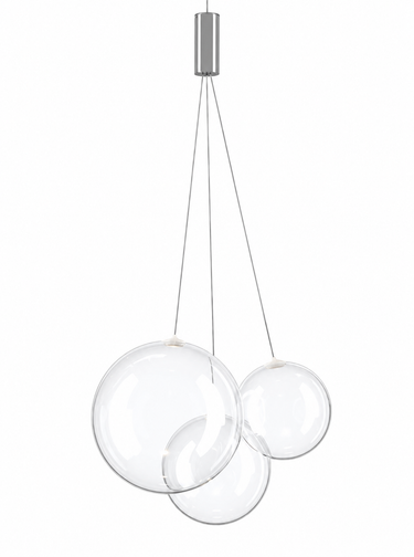 Lodes Random 3-Light LED pendant with clear blown glass globes
