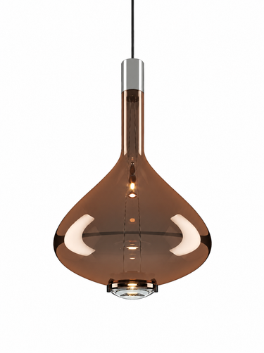 Lodes Sky-Fall glossy bronze teardrop-shaped blown-glass LED pendant light