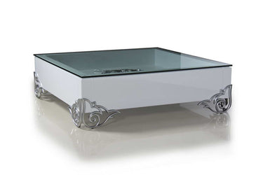 LS538 Emma White Coffee Table with Glass Top