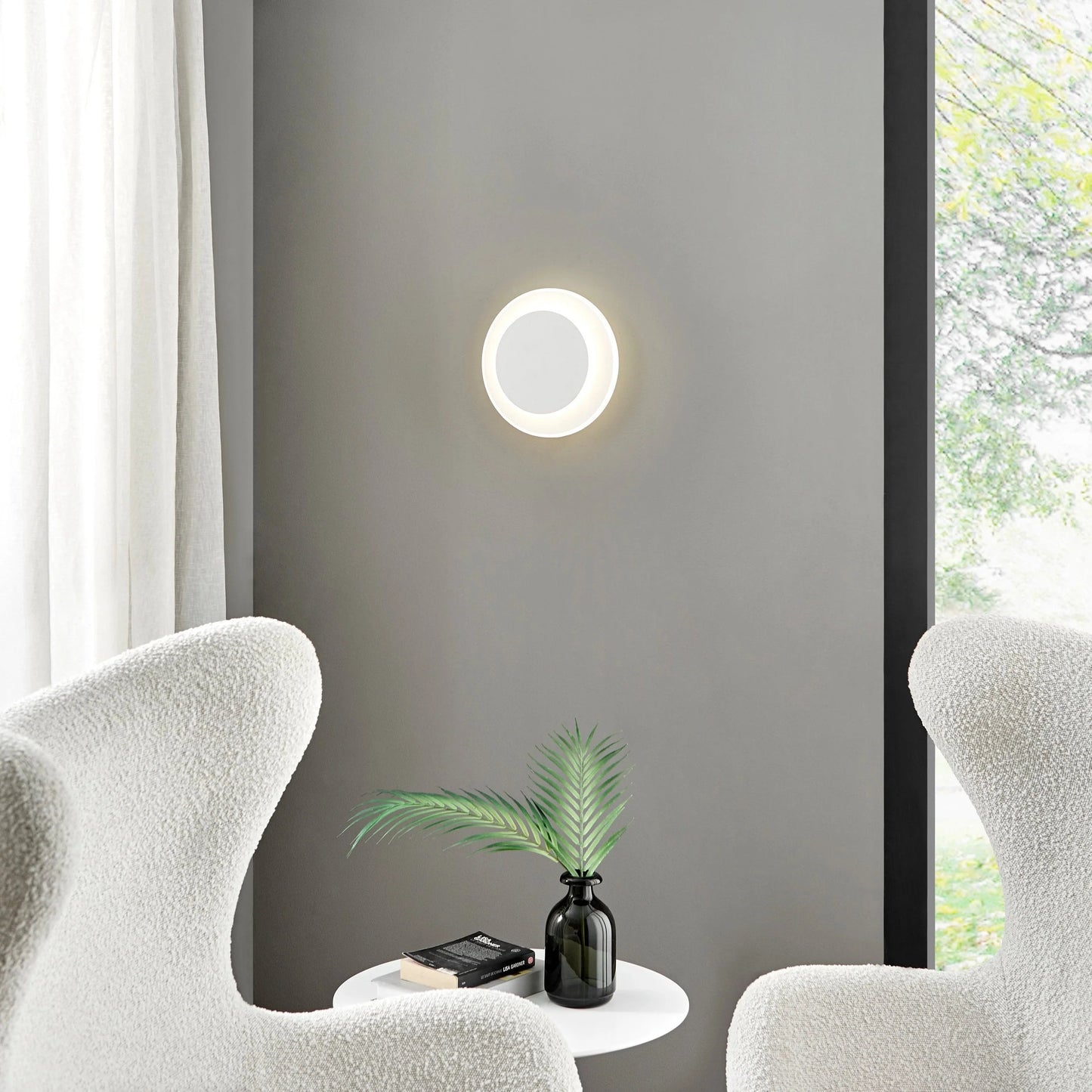  Luna Eclipse Two Circle Wall/Ceiling Light Matte White - Smart Light 2
