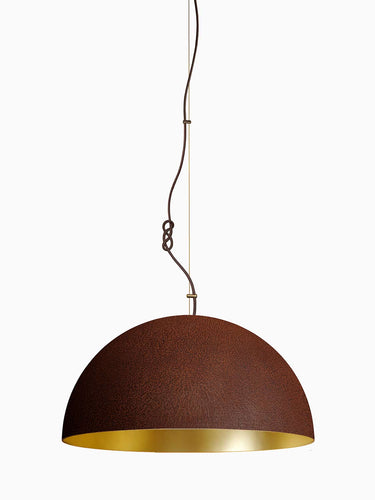 Rust and Gold grand pendant, studio view | The Queen by Mammalampa