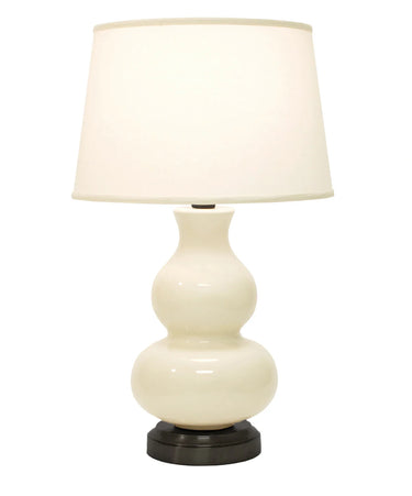 Stylish Marilyn Ivory on Black Cordless Lamp by Modern Lantern in a modern living room