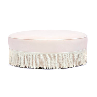 TOV Tassy Tasseled Round Ottoman, Pink option, image 1